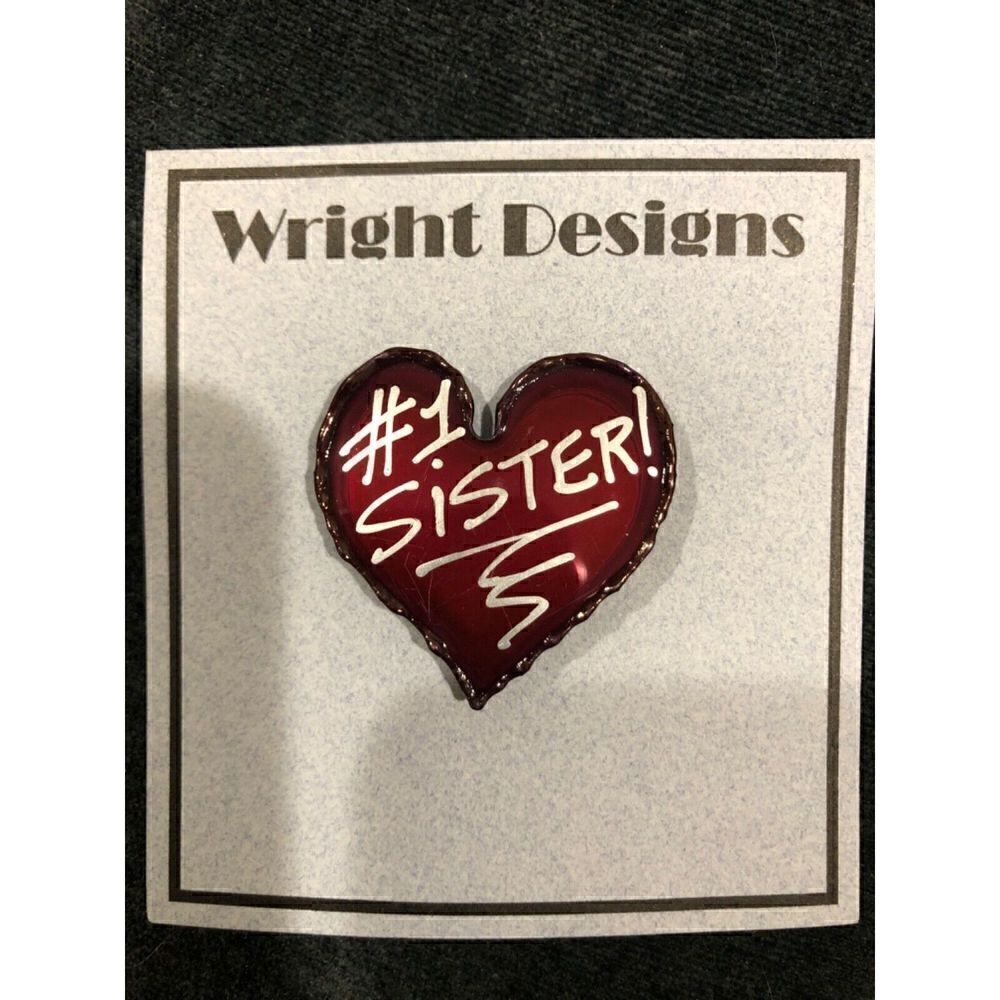 #1 Sister Wright Designs Metal Pin Brooch Handmade